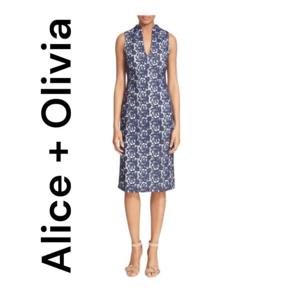 Alice + Olivia Dresses & Skirts - Alice + Olivia womens 4 small Jacki V neck lace dress navy blue with rose new